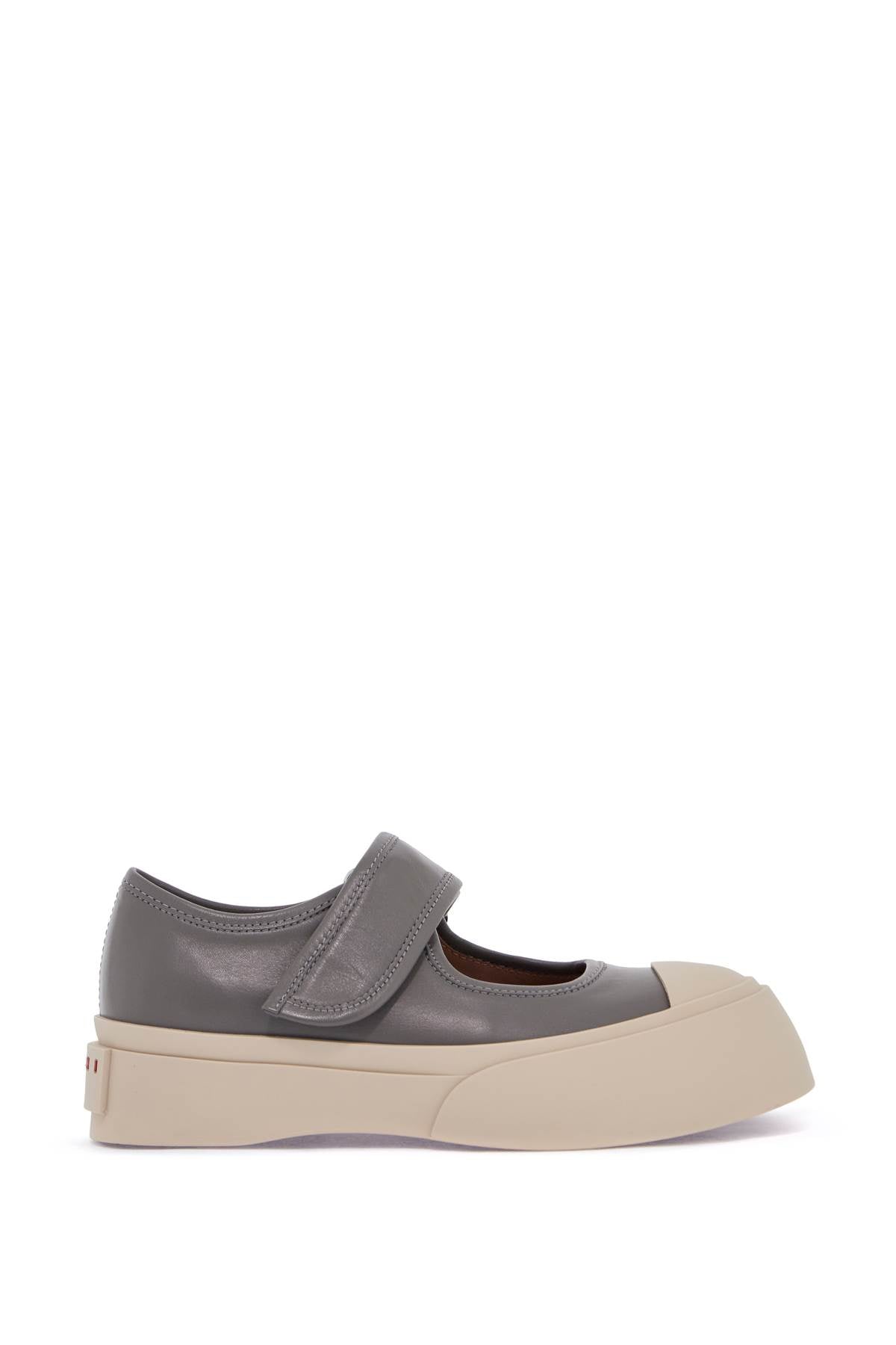 MARNI gray calfskin low-top sneakers with hook-and-loop closure | Italystation.com - Shop Now at italystation.com