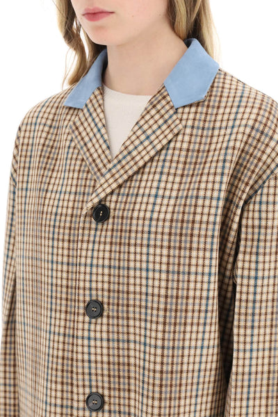 suede collar checked coat SPMA0200NUUTW983 SESAME