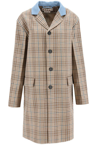 suede collar checked coat SPMA0200NUUTW983 SESAME