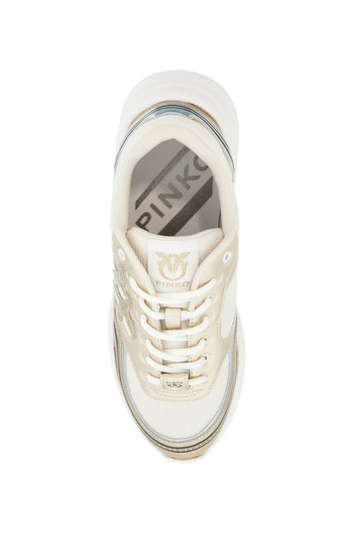 mesh and metallic faux leather sneakers in SS0057 E014 MESH GOLD