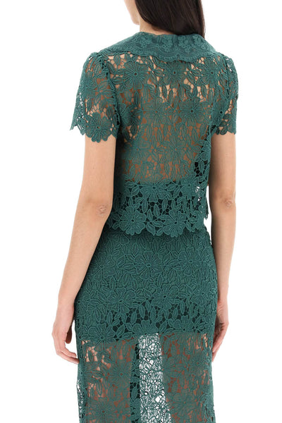 "chelsea lace guipure top with collar SS24 003T G GREEN