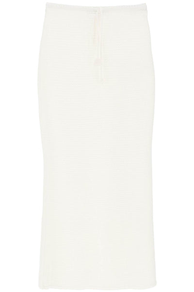 自畫像超長鉤編半身裙適用於 SS24 095MSK W 白色