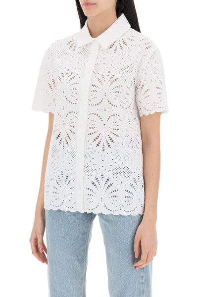 short-sleeved sangallo lace shirt SS24 141TA W WHITE