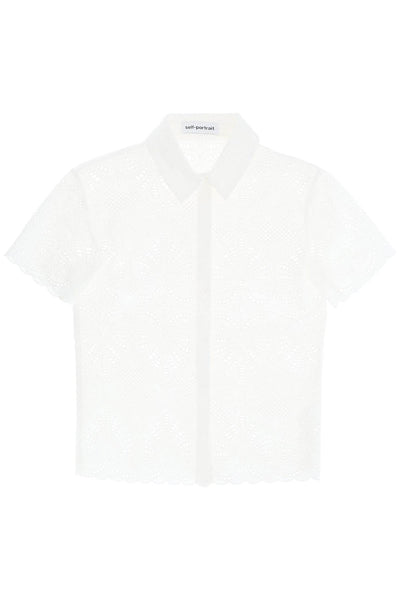 short-sleeved sangallo lace shirt SS24 141TA W WHITE