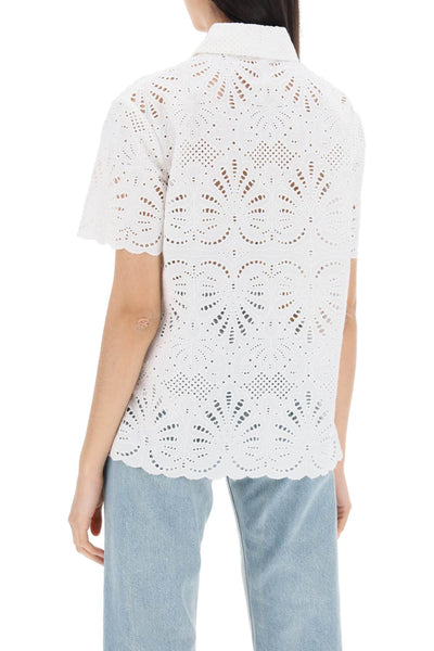 short-sleeved sangallo lace shirt SS24 141TA W WHITE