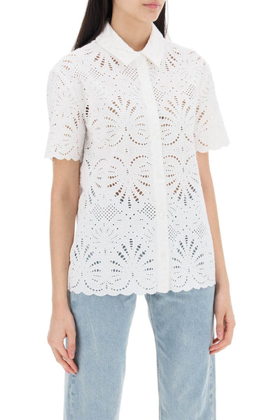 short-sleeved sangallo lace shirt SS24 141TA W WHITE