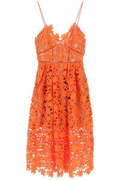 Self portrait azaelea floral lace midi dress SS24 151M O ORANGE