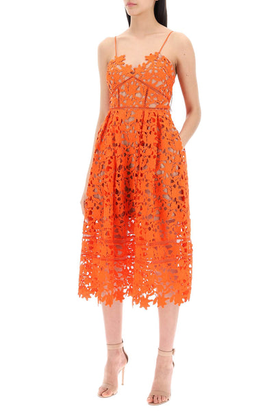 azaelea floral lace midi dress SS24 151M O ORANGE