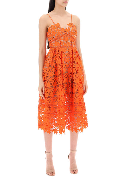 Self portrait azaelea floral lace midi dress SS24 151M O ORANGE