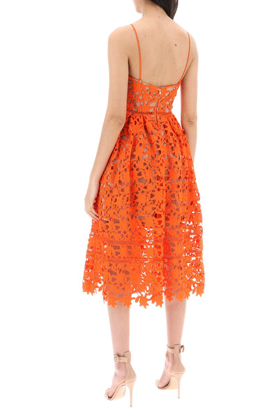 Self portrait azaelea floral lace midi dress SS24 151M O ORANGE