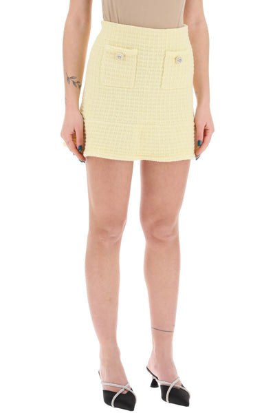 Self portrait "knitted mini skirt with jewel buttons SS24 166SK Y YELLOW