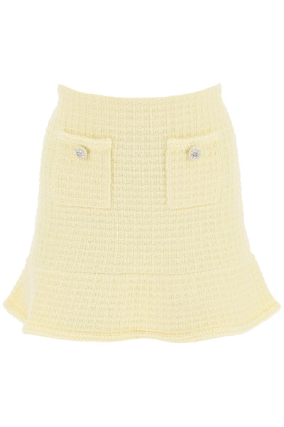 Self portrait "knitted mini skirt with jewel buttons SS24 166SK Y YELLOW