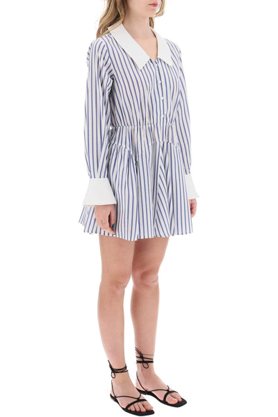 Self portrait striped mini chemisier dress SS24 173S BL BLUE
