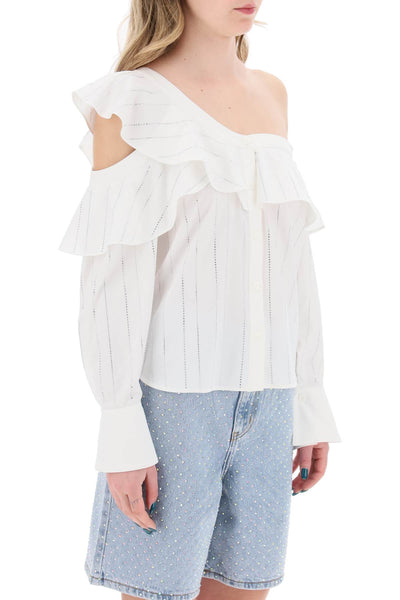 Self portrait off-shoulder blouse with SS24 184TA W WHITE