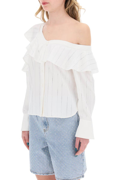 Self portrait off-shoulder blouse with SS24 184TA W WHITE