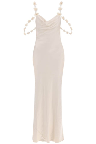 satin dress with floral decoration SS24 273X C CHAMPAGNE