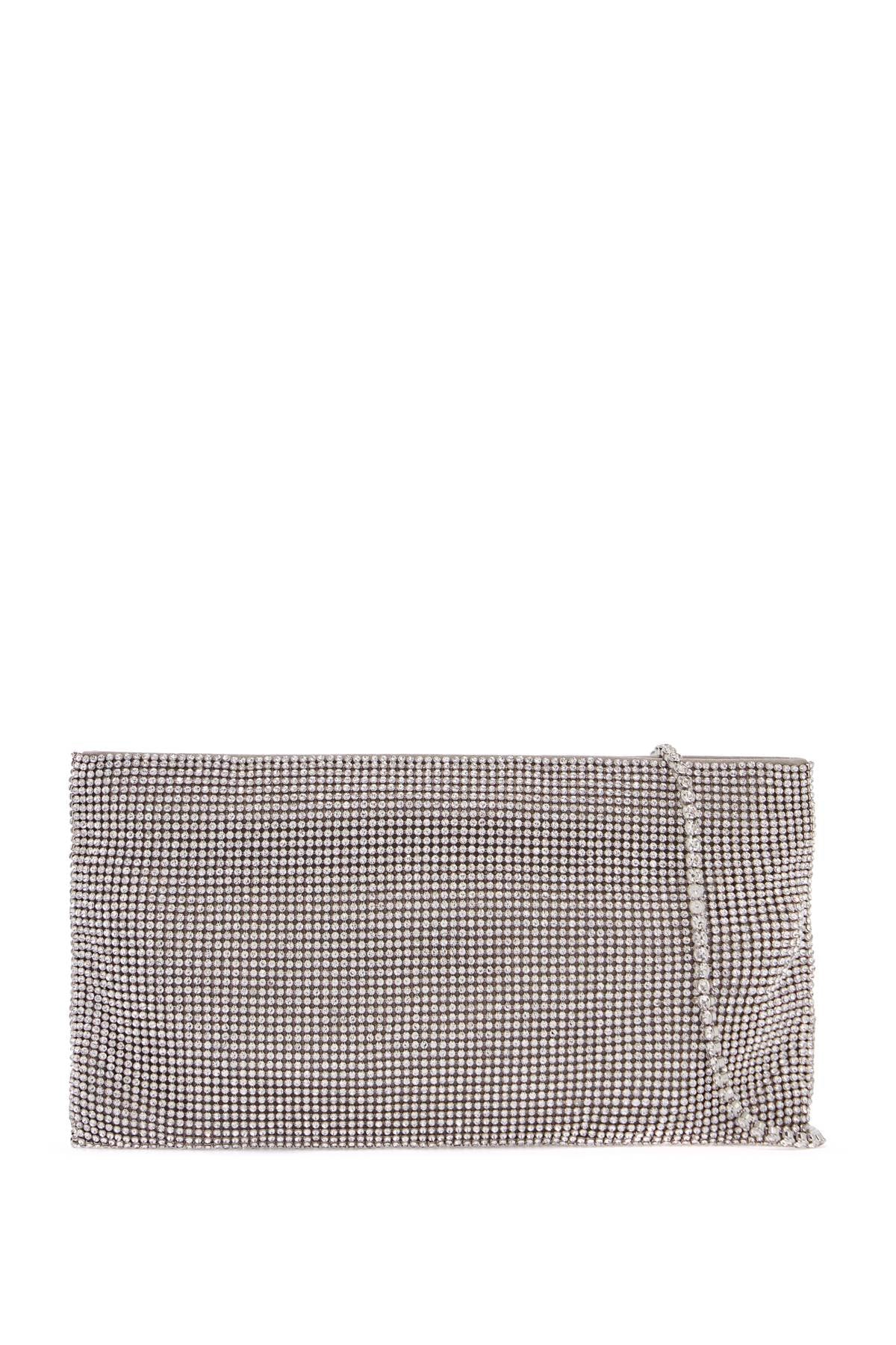 la petite evening bag in crystal on silver with shoulder strap SS25015 CRYSTAL ON SILVER | Italystation.com