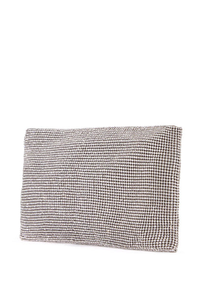 la petite evening bag in crystal on silver with shoulder strap SS25015 CRYSTAL ON SILVER | Italystation.com