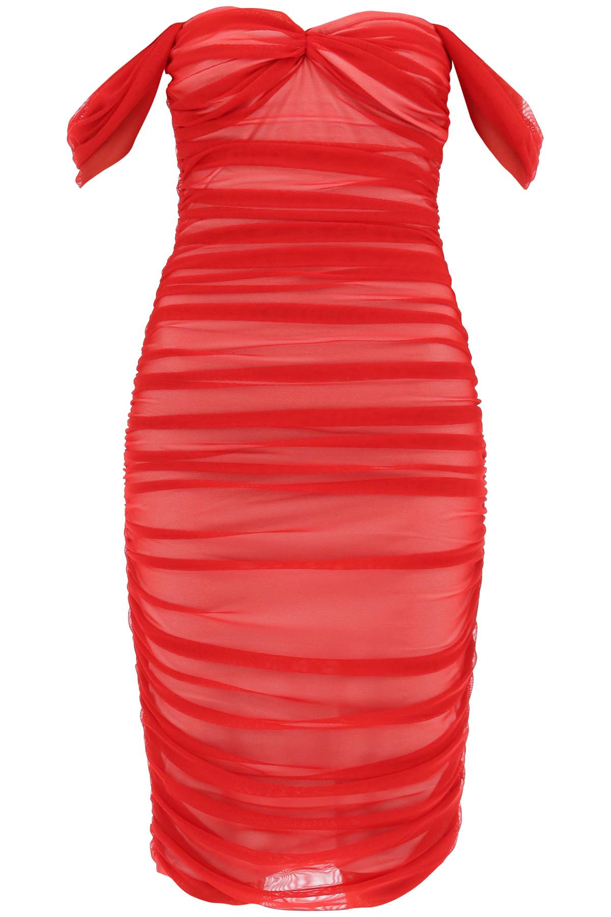 walter draped mesh dress ST4233MS812802 RED SNOW