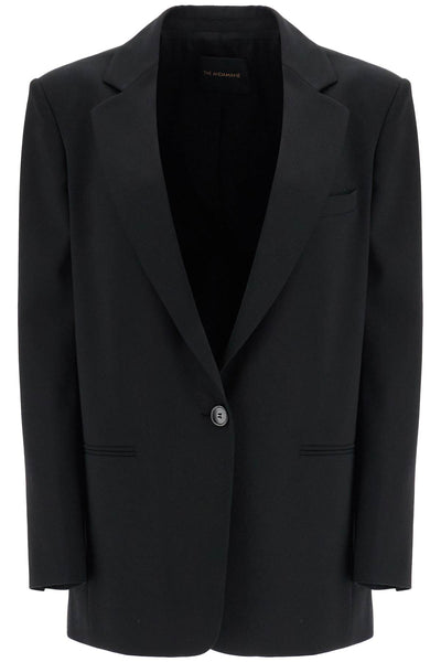 blazer in poliestere e lana nero oversize monopetto con scollo a v T173001A TNW050 BLACK