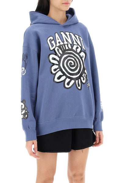 hoodie with graphic prints T3775 GRAY BLUE