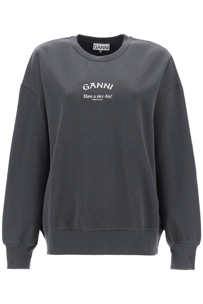 oversized sweatshirt with logo print T3885 VOLCANIC ASH