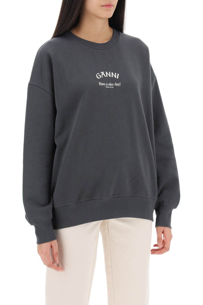 oversized sweatshirt with logo print T3885 VOLCANIC ASH