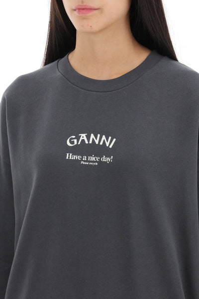 oversized sweatshirt with logo print T3885 VOLCANIC ASH