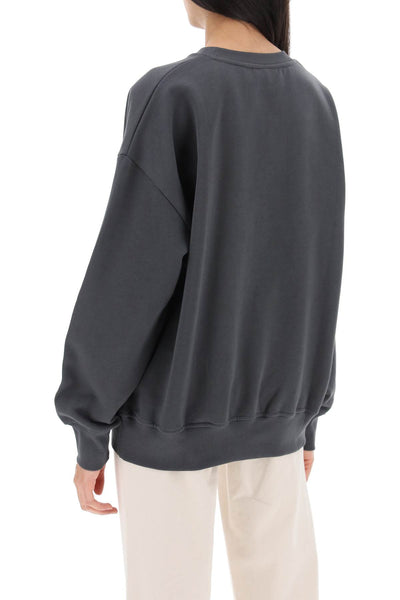 oversized sweatshirt with logo print T3885 VOLCANIC ASH