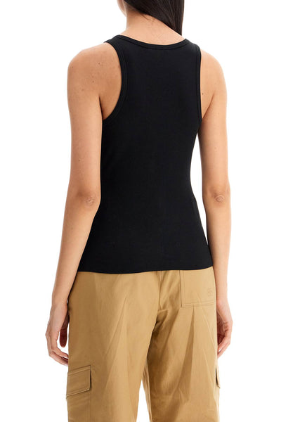 ribbed tank top with spaghetti T3898 BLACK