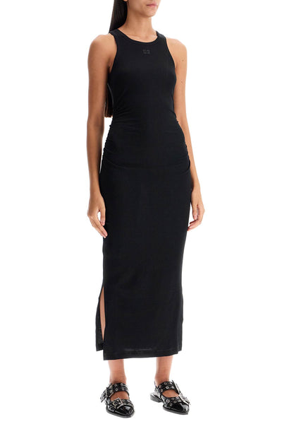 "ribbed jersey midi dress with nine T3935 BLACK