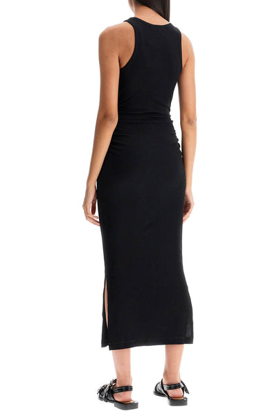 "ribbed jersey midi dress with nine T3935 BLACK