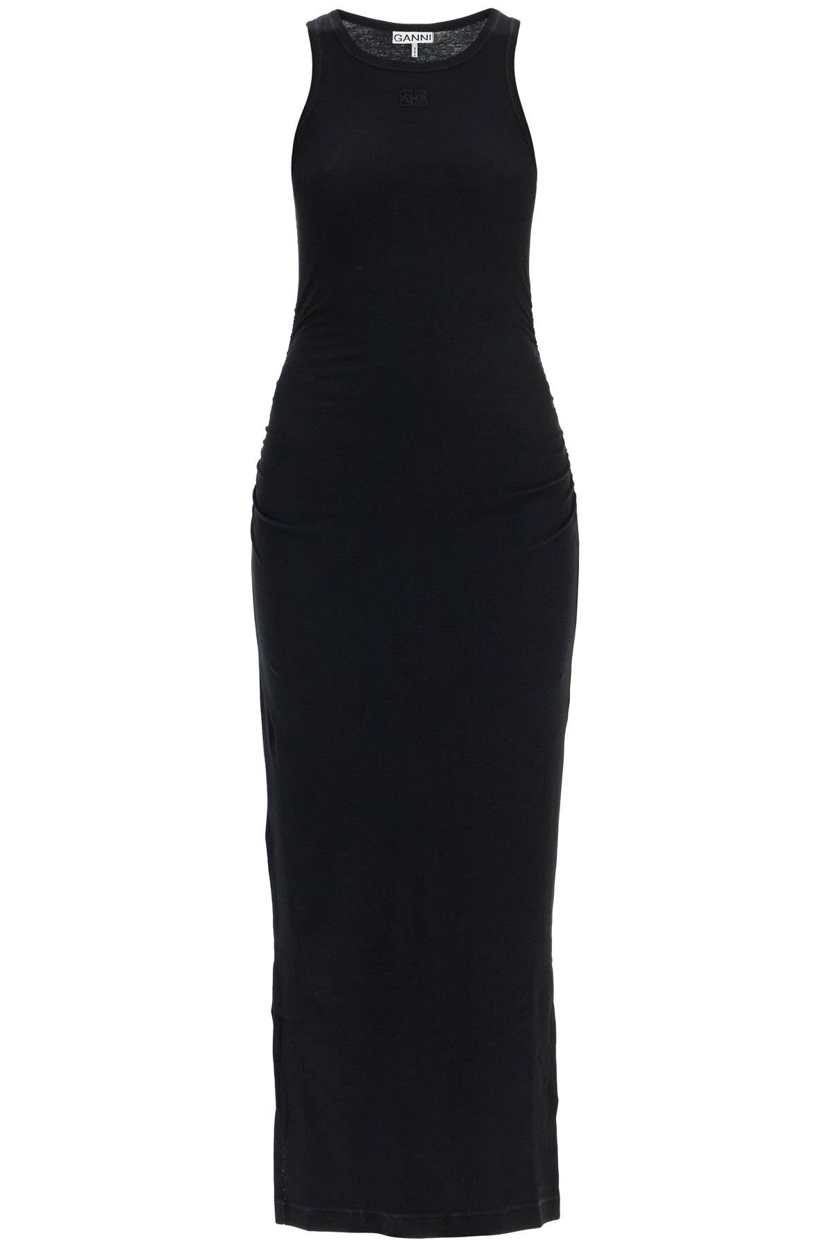 GANNI ribbed jersey tank dress T3935 BLACK | Italystation.com - Shop Now at italystation.com