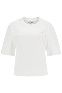 t-shirt with frayed embroidery T4028 BRIGHT WHITE