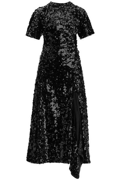 midi velvet and sequin dress T4044 BLACK