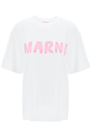 Marni t-shirt with maxi logo print THJET49EPHUSCS11 LILY WHITE