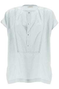 blouse with draped neckline and TO1185 LF1218 CLOUD GREY