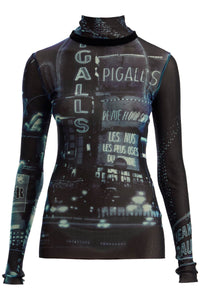 "pigalle print tulle top with TO206 T552 NAVY/LIGHTBLUE/WHITE/BLACK