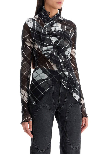 'deconstructed tartan tulle TO237 T573 BLACK/GREY/WHITE