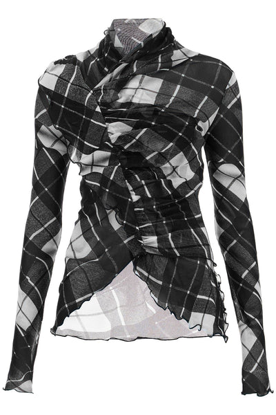 'deconstructed tartan tulle TO237 T573 BLACK/GREY/WHITE