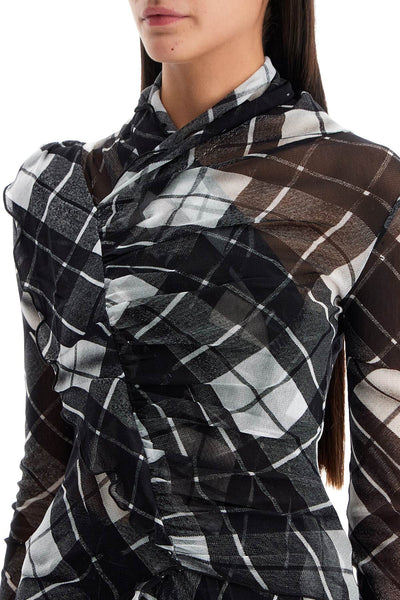 'deconstructed tartan tulle TO237 T573 BLACK/GREY/WHITE