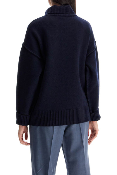 ami de coeur wool turtleneck sweater UKS406 018 MARINE/ROUGE