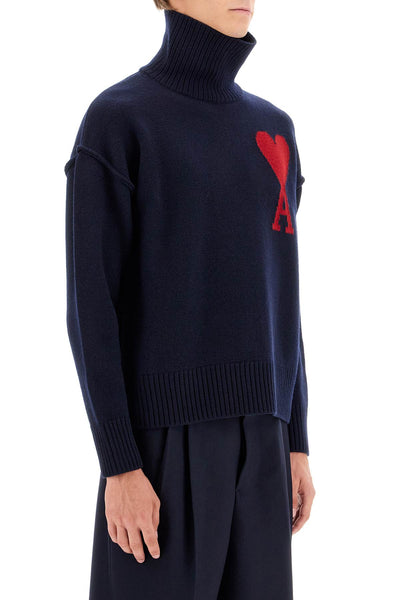 ami de coeur wool turtleneck sweater UKS406 018 MARINE/ROUGE