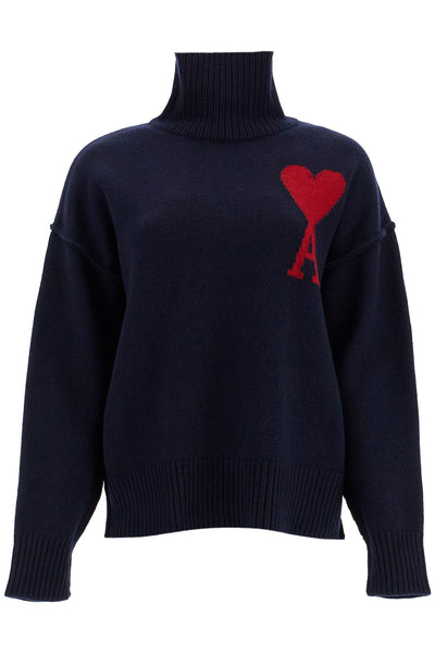 ami de coeur wool turtleneck sweater UKS406 018 MARINE/ROUGE