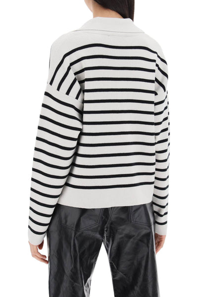 striped v-neck magic pullover sweater. UPL336 KN0041 CRAIE NOIR