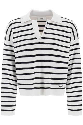 striped v-neck magic pullover sweater. UPL336 KN0041 CRAIE NOIR