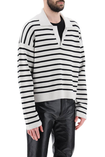 striped v-neck magic pullover sweater. UPL336 KN0041 CRAIE NOIR