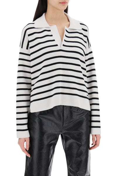 striped v-neck magic pullover sweater. UPL336 KN0041 CRAIE NOIR