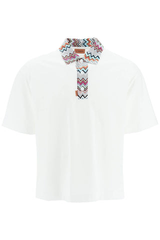 multicolor collar polo shirt US23S20G BJ00E4 WHITE MULTICOLOR