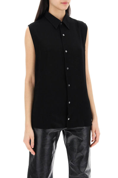 textured voile sleeveless shirt USH227 VI0016 NOIR